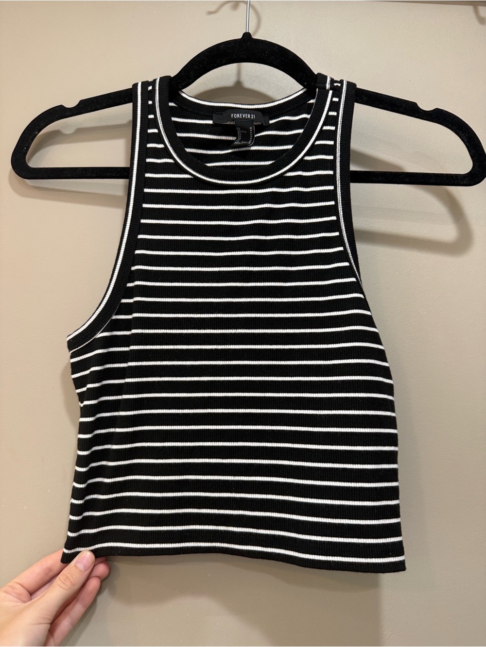 Forever 21 Black and White Striped Ribbed Tank Top